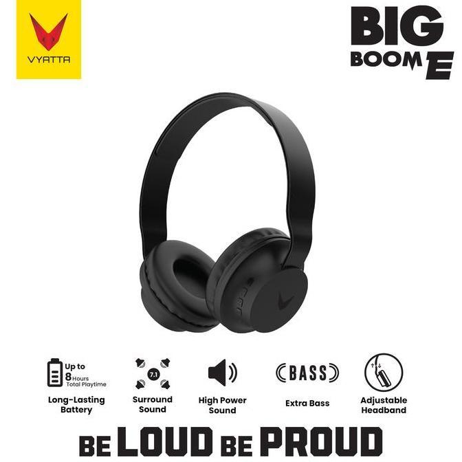 VYATTA BIG BOOM E BLUETOOTH HEADPHONE WIRELESS HEADSET EARPHONE SURROUND SOUND EXTRA BASS AAC