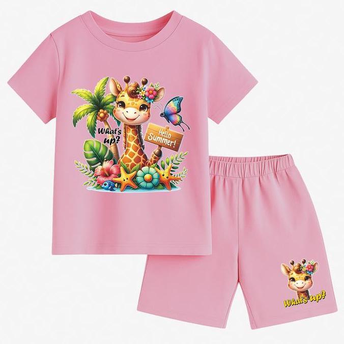 DA69 - Setelan Baju Anak Jerapah Pendek Anak Cewek Usia 1-10 Tahun Code 282 Bahan Katun PE Soft 28S 