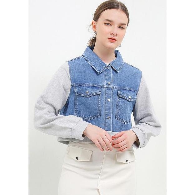 Hush Puppies Pp Fansi Denim Jacket With Knit Sleeve Wanita
