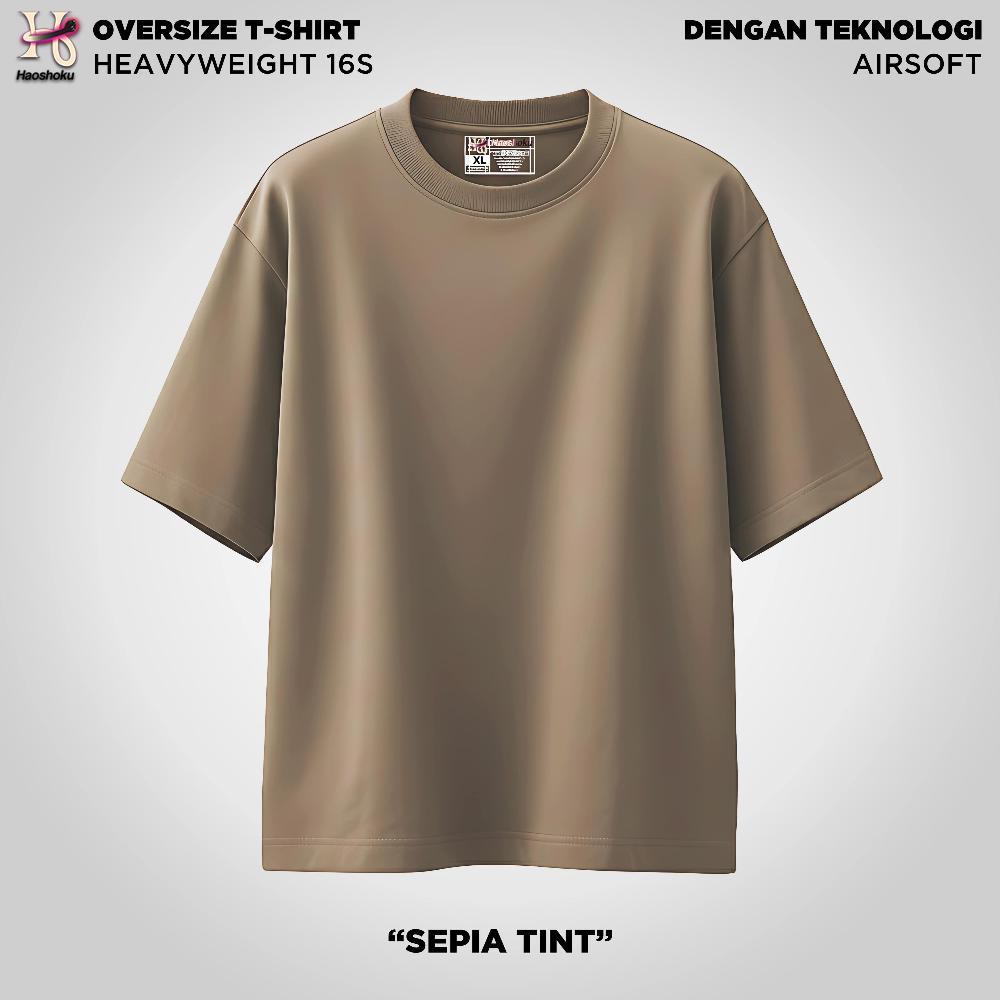 Haoshoku Kaos Oversize 16s Tebal Sepia Tint