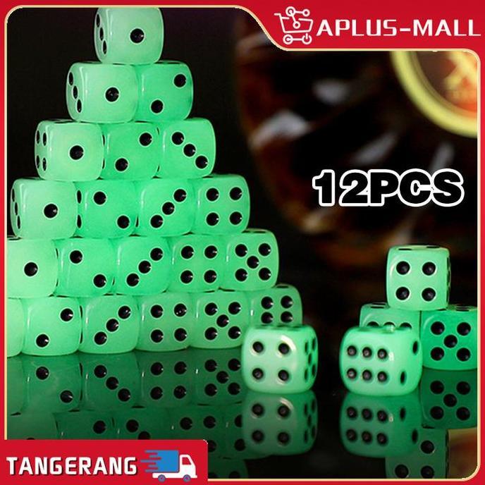 TSE 12 Buah Dadu Glow In The Dark Bahan Resin 16MM