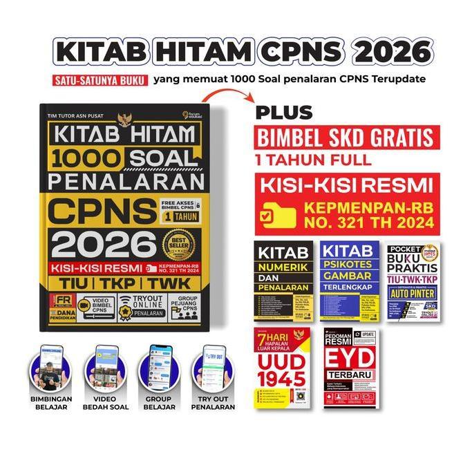 [DAPAT DUA PCS] BUKU CPNS KITAB HITAM 1000 SOAL PENALARAN CPNS 2026 + GRATIS BIMBEL 1 TAHUN