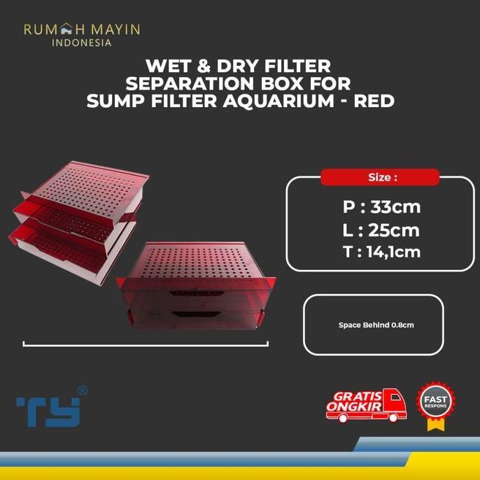 Wet & Dry Filter Separation Box For Sump Filter Aquarium - Red