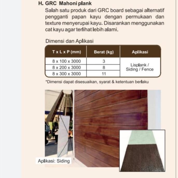 Sar- Grc Motif Serat Kayu Varian / Mahoni Plank Grc / Lisplang / Lisplank /