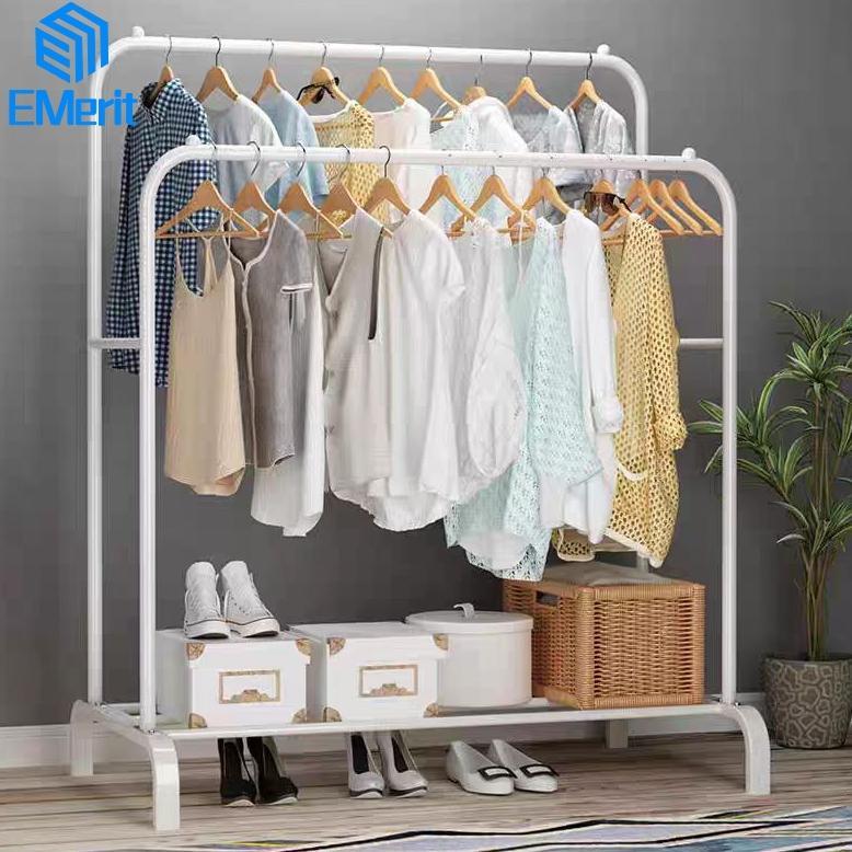 Double Stand Hanger Gantungan Baju Berdiri Stand Hanger Butik Bazar Display Rak Gantungan Baju Aesth