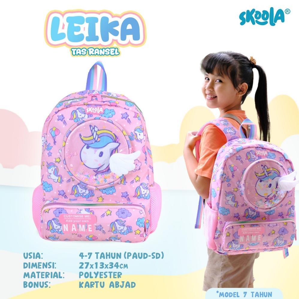 Skoola Tas Sekolah Anak PAUD TK Perempuan Karakter Unicorn Custome Name - Leika