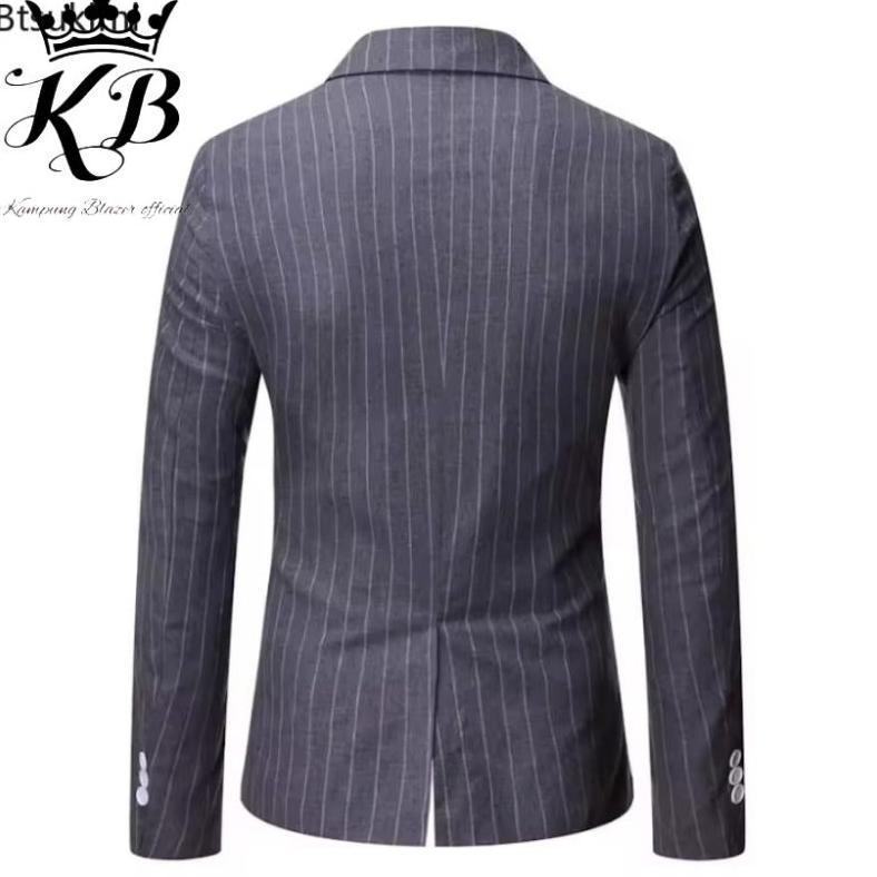 New Deals Jas Blazer Pria Garis Garis Slimfit Kancing 6 Terbaru-Jas Blazer Pria Motif Strip Double B