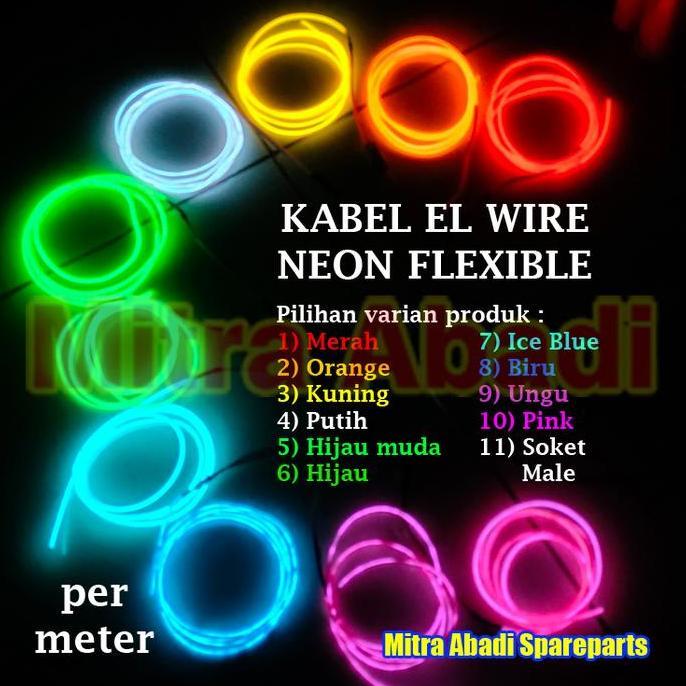 Electroluminescent Wire Kabel El Wire Neon Flexible Per Meter
