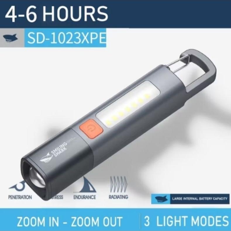 Senter Led Zoom Smiling Shark 3 Mode Penerangan