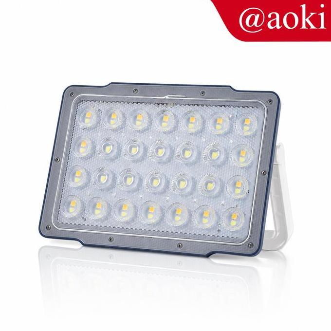 AOKI Lampu Sorot Solar Multifungsi LED Terang, Power Bank, Magnet, Tripod, Lampu Darurat
