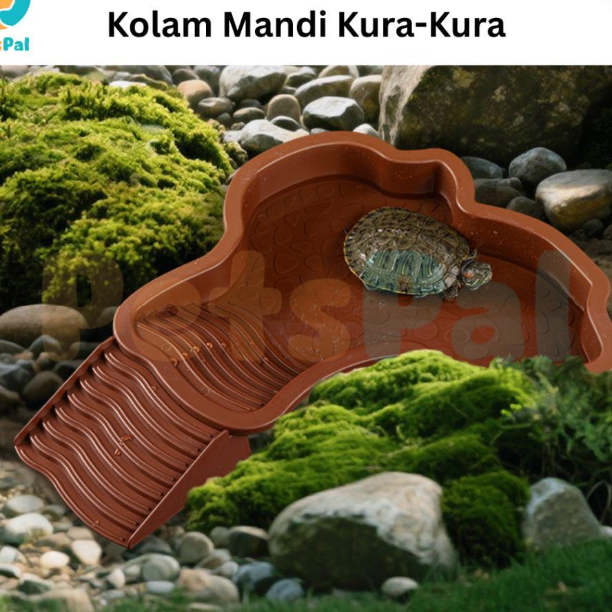 Kolam Bak Mandi Kura Kura Akuatik Tangga Portabel Anti Selip Bak Mandi Kura Natual Turtle Bathtubs