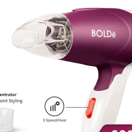 Bolde Hair Dryer Pengering Rambut Travel Bellagio + Tas Pouch Compact Design Cantik Warna Ungu Dan P