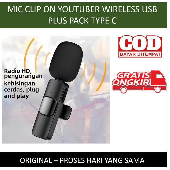 MIC CLIP ON YOUTUBER WIRELESS USB PLUS PACK TYPE C / MIC YOUTUBER BLUETOOTH