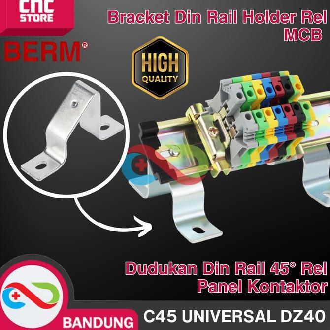Bracket Din Rail Holder Rel Mcb Dudukan Din Rail 45 Derajat Rel Panel Kontaktor C45 Universal Dz40