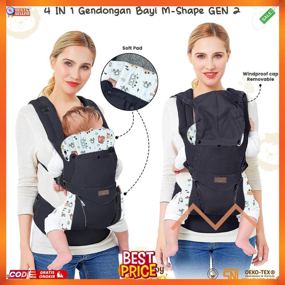 NEW BABY LEON SSC Gendongan Bayi 4 in 1 M-Shape GEN 2 Ergonomis Gendongan Multifungsi GB-M122 IndoUl