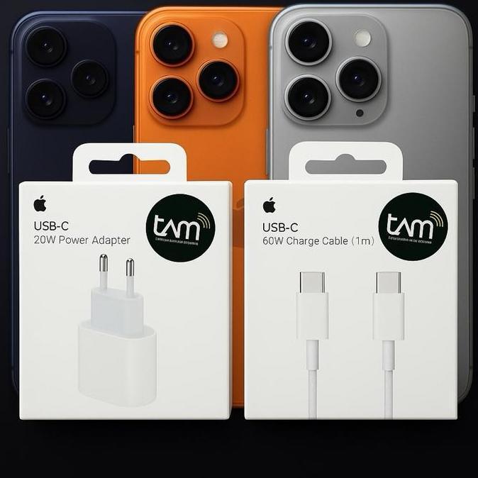 TERBARU - Charger iPhone 17 17 Pro Max Adaptor 20W + Kabel 60W C to C TAM / iBOX