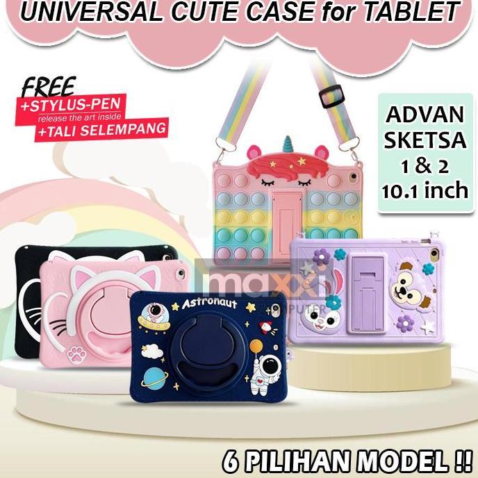TERBARU - Advan Tab Sketsa 1 2 Tablet 10.1 Inch Soft Case Casing Cover Anak lucu