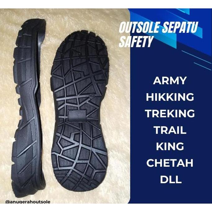 Outsole Sepatu safety Pria alas sepatu safety TNI POLRI Trekking pdl pdh dari bahan karet asli Hitam