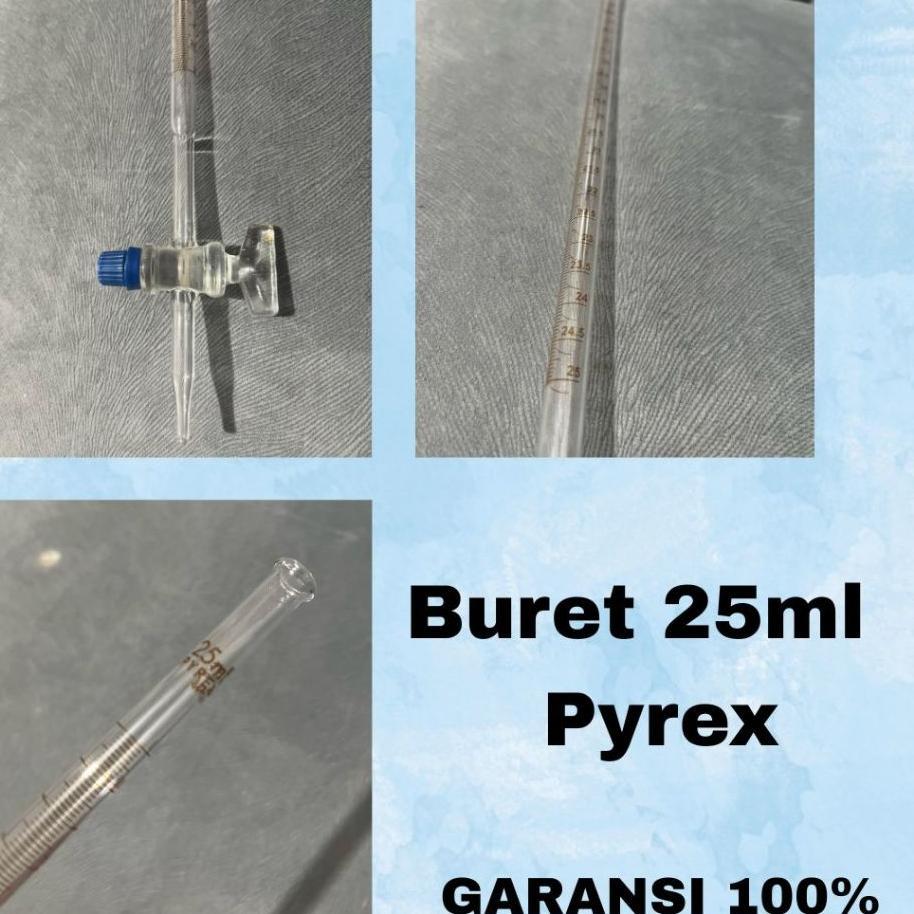 Vialabware Buret Pyrex 25Ml Keran Kaca - Alat Laboratorium | Alat Kompresi Motor | Buret Kompresi
