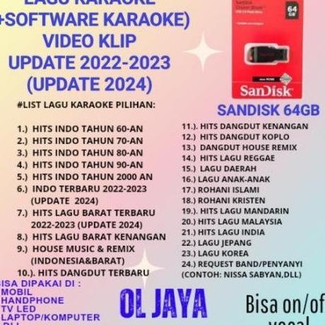 READY STOCK FLASHDISK SANDISK 64GB ISI LAGU KARAOKE MOBIL/BIS/BUS 
