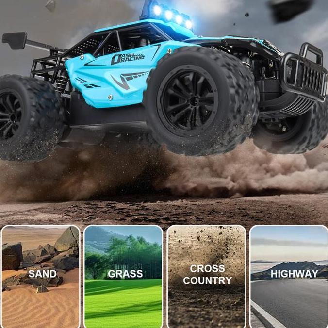 Mainan Mobil Remote Control Full Propo Offroad dengan Lampu LED Bodi Alloy Frekuensi 2.4GHZ Dual Spe