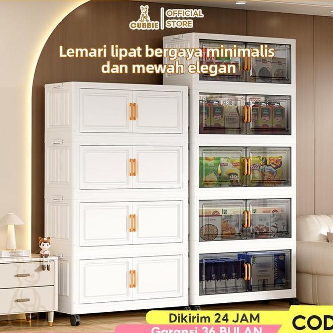 NEW Cubbie Lemari Lipat Plastik Beroda | Rak Penyimpanan Multifungsi, Lemari Lipat Plastik/Rak Lemar