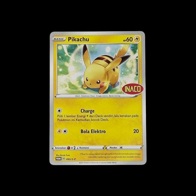 KARTU POKEMON TCG INDONESIA PIKACHU STAMP INACO PROMO 093/S-P RARE RG99