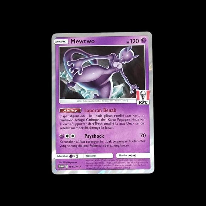 KARTU POKEMON TCG INDONESIA MEWTWO HOLO EXCLUSIVE KFC PROMO 184/SM-P RG99