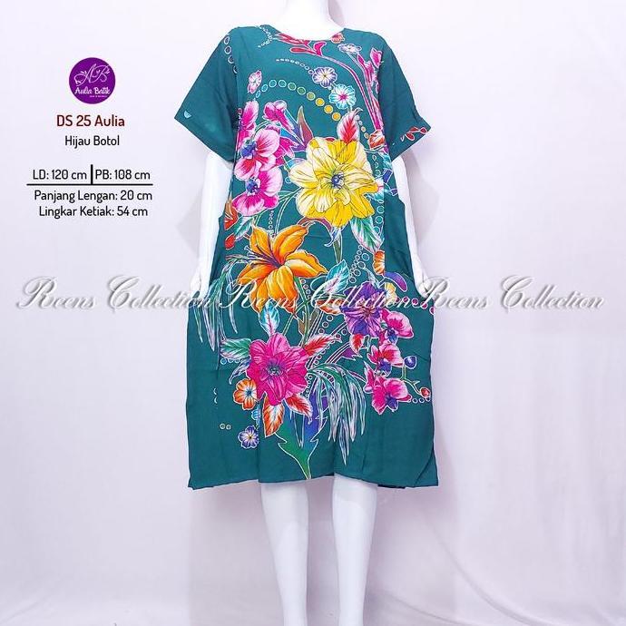 Ling- Batik Aulia Daster 25 Tanpa Kancing 2 Saku Depan | Daster Lengan Pendek Di Bah Lutut Rayon