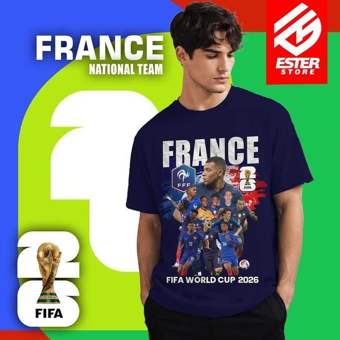 Ester.id Tshirt Kaos Piala Dunia 2026 FIFA World Cup Timnas Prancis 100% Original Cotton Combad 24s 
