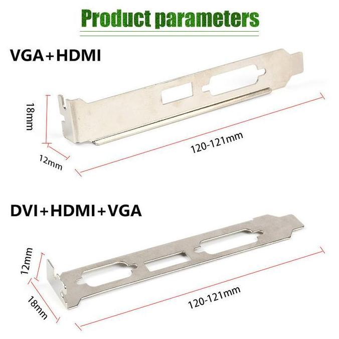 MEND Bracket VGA Low Profile Bracket VGA Card Plat VGA DVI HDMI Untuk PC Komputer