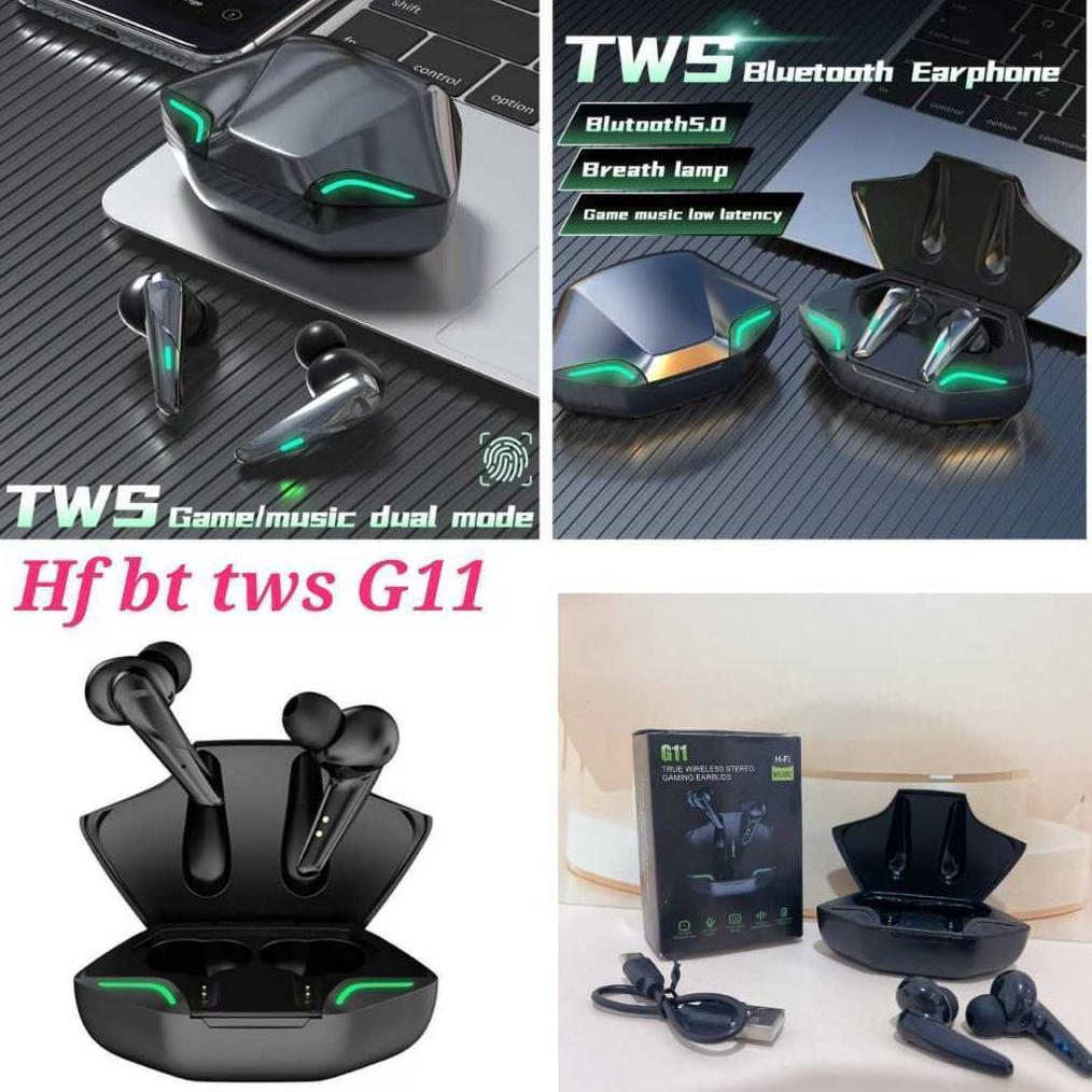 Terlaris Hf Bt Tws G11 / Headset Bluetooth Gaming Wireless Earphone Low Latency Earbuds Waterproof H