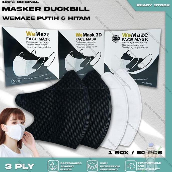 Bebasaja- Masker Duckbill Facemask Careion Wemask Chasa Putih Hitam Isi 50 Medis