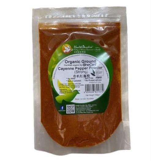 Health Paradise Organic Ground Cayenne Pepper Powder (Strong) 100g SR