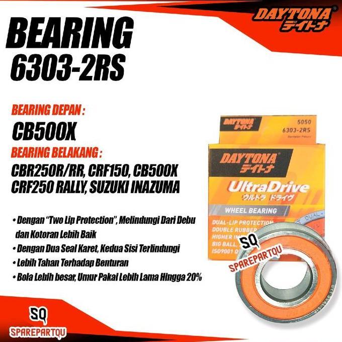 BEARING DAYTONA 6303 -2 RS RODA BELAKANG CBR250 CRF SUZUKI INAZUMA