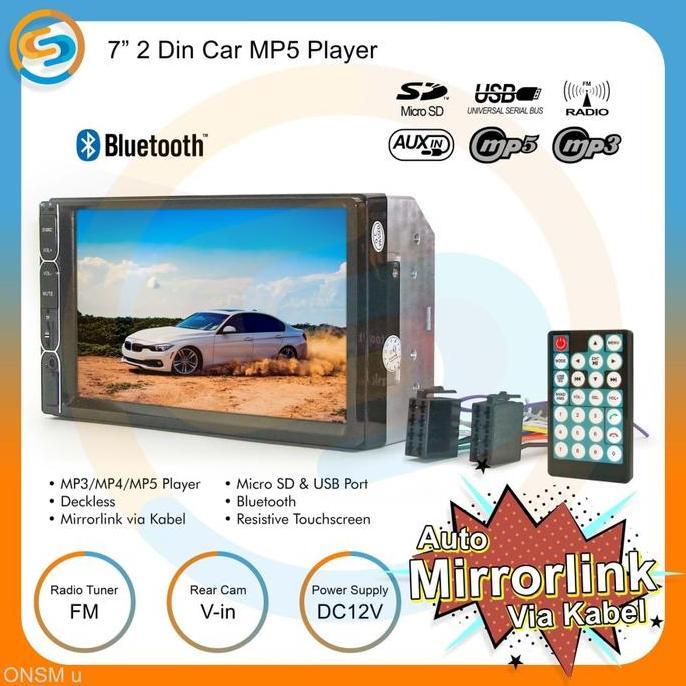 Headunit Double Din 7 Inch Mirror Link With Bluetooth Usb Mp3 Mp4 Mp5 Terbatas