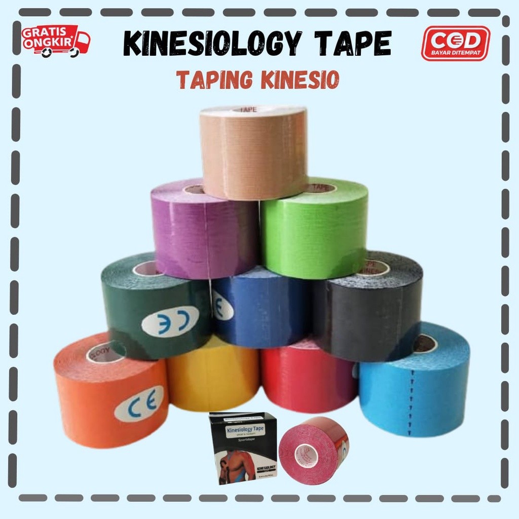 Kinesiology Tape 5cm x 5m Taping Sepakbola Futsal Perban Elastis Tapping Olahraga Teping