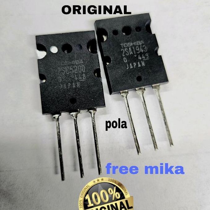 POLA A 1943 C 5200 ORIGINAL TRANSISTOR FINAL HIGH VOLTAGE 1943 5200 ORI JAPAN A1943 C5200 ASLI