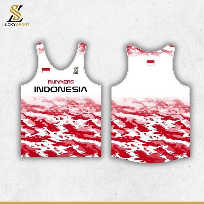 LUCKYSPORT RUNNING JERSEY PRINTING SPORTS SINGLET OUTDOOR SPORT SINGLET LARI  INDONESIA CEPAT KERING