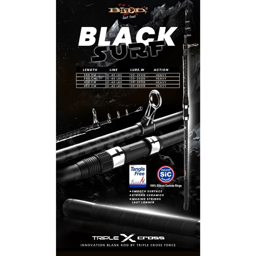 blood- joran telescopic black surf bahan carbon kaku,kuat