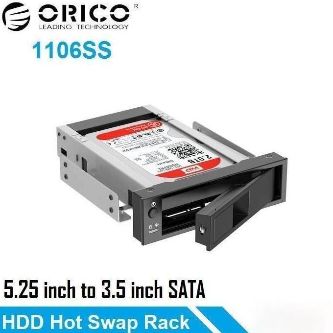 BEBAS ONGKIR - ORICO 1106SS Internal 5.25 inch Sata HDD Mobile Rack Original RESMI