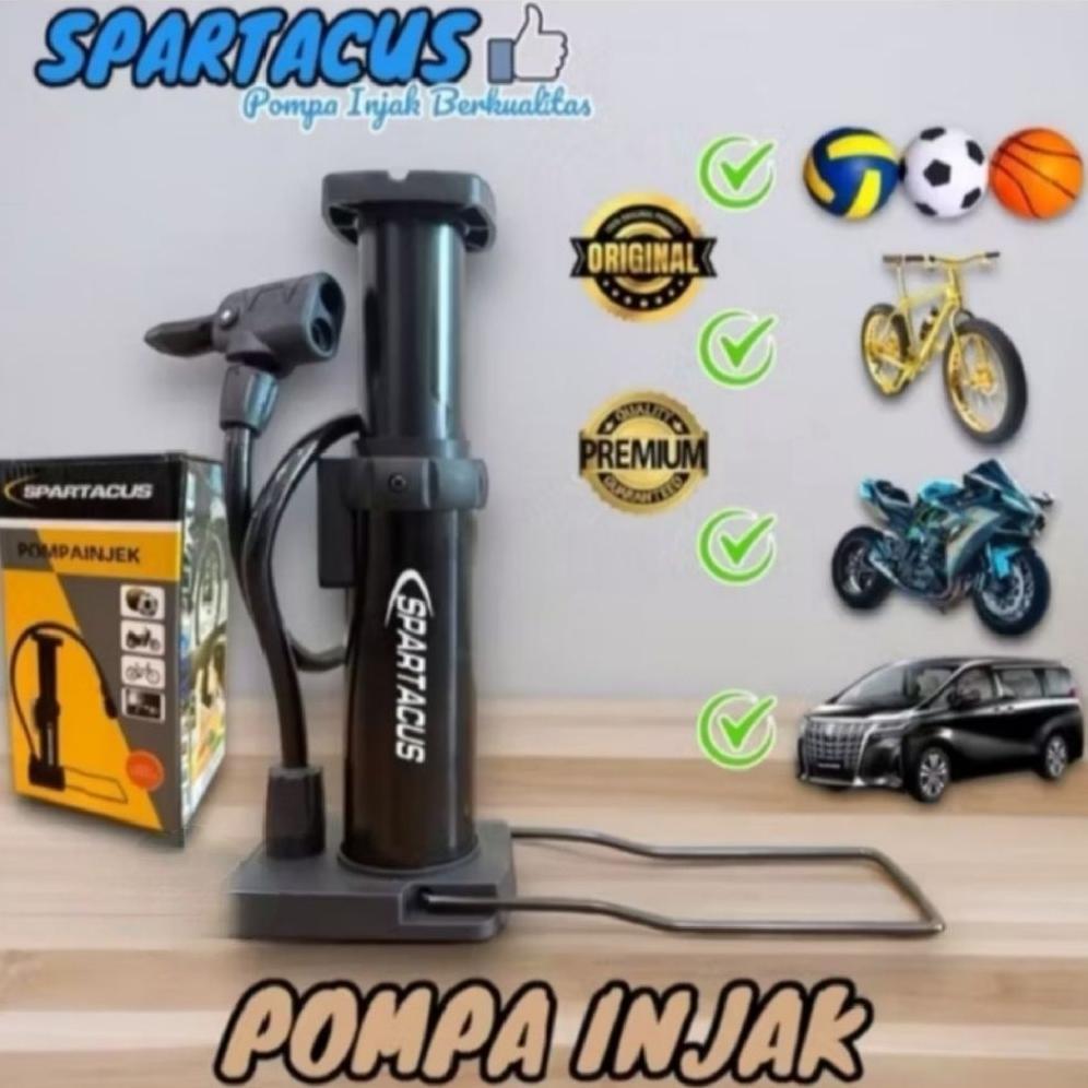 ERLONALIPEDIA POMPA ANGIN BAN SEPEDA INJAK KAKI KOMPA SPEDA BALON BOLA MANUAL DUAL PENTIL ALLOY - BE