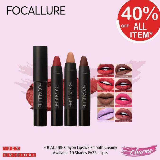 NEW (READY & ORI) Focallure 19 Colors Warna Matte Crayon Lipstick FA22 FA 22 paket ombre viral lipma
