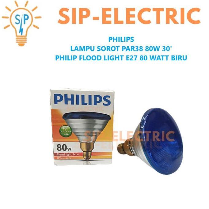 PHILIPS LAMPU SOROT PAR38 80W 30' / FLOOD LIGHT E27 80 WATT BIRU