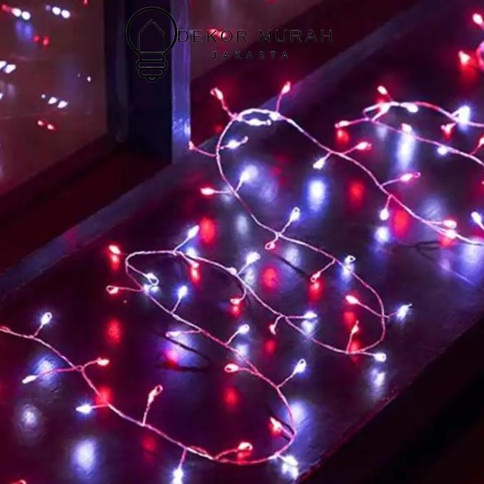 PREMIUM / Lampu LED Merah Putih 10 Meter / 8 Meter / Lampu Tirai Merah Putih 4 Meter Lampu Hiasan 17