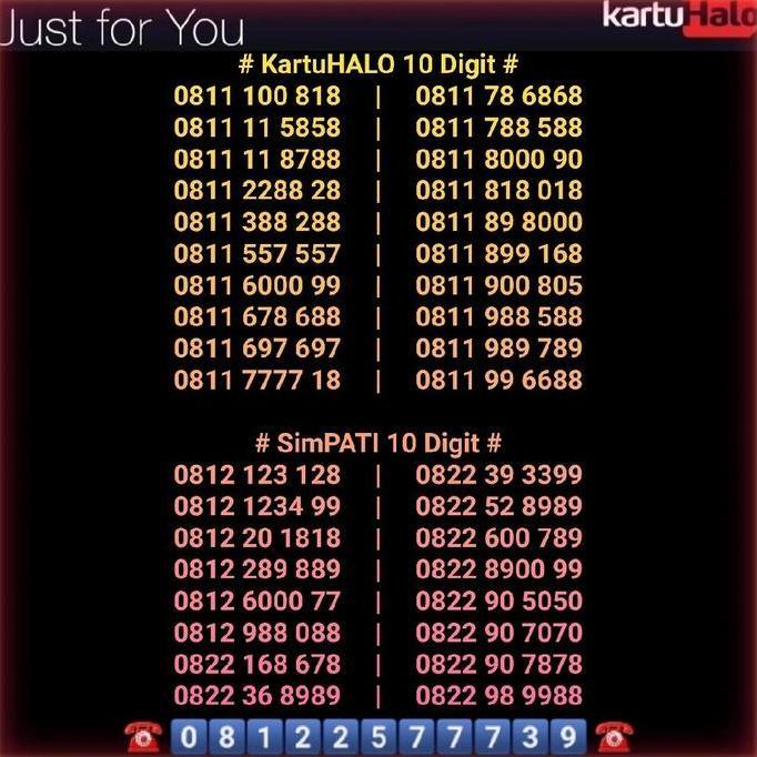 Kartu Halo 10 Digit - Langka - List Banyak - Bisa Request - Murah