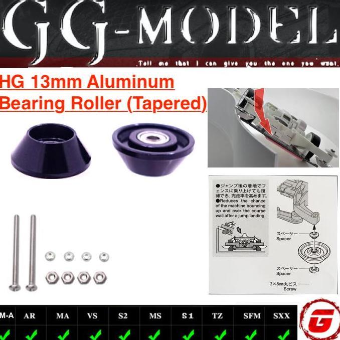 Updown- Rep Tamiya 95497 Hg 13Mm Tapered Aluminum Rollers Ringless Black