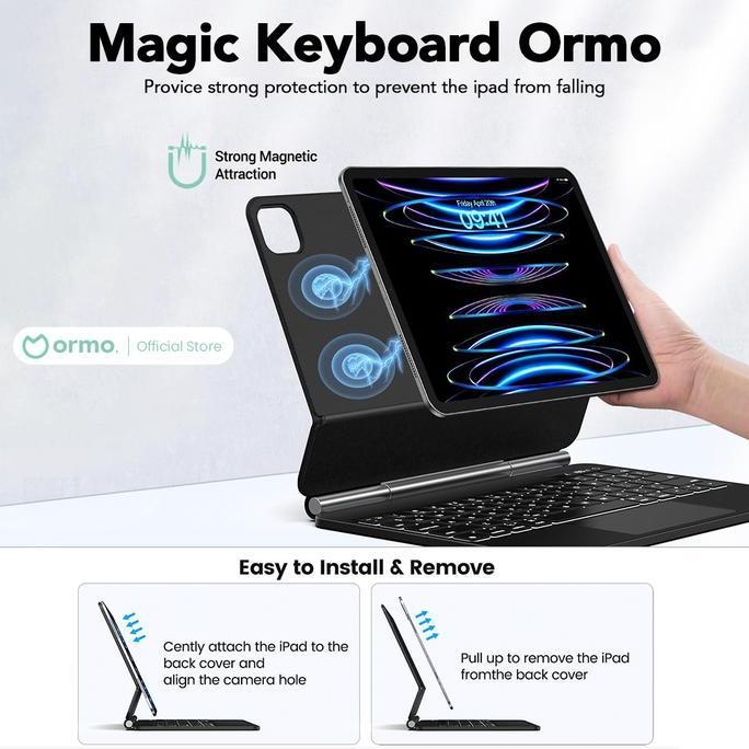 Idco- Ormo Magic Keyboard 11" For Ipad 11 Inch Ipad Air 4 5 Ipad Pro M1 M2