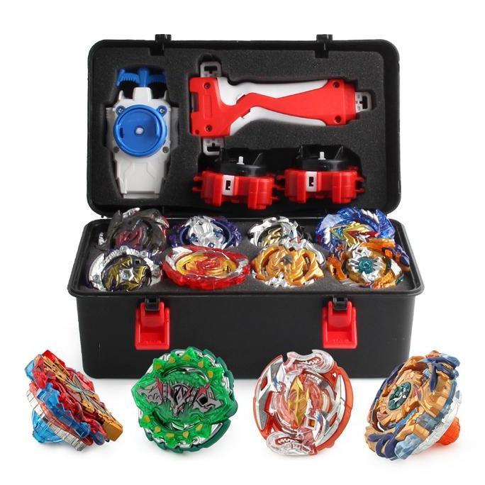 Kovanjayagroup - 12Pcs Gasing Mainan Anak Spinning Tops Launcher Gyro Toy Set Battle Gyro Game Set D