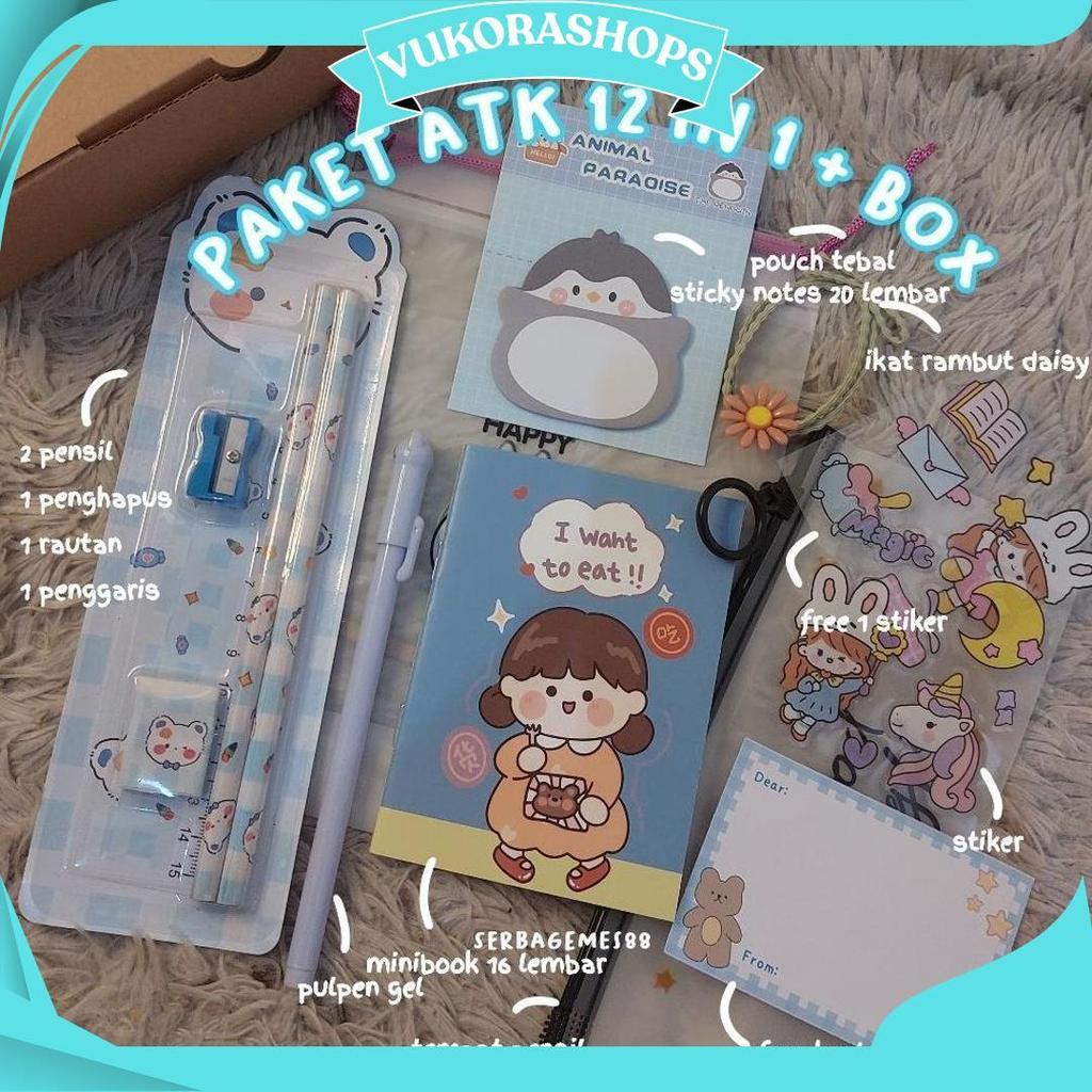 serbagemes88 - ALAT TULIS SET 12 IN 1 LENGKAP / STATIONERY UNTUK  PERLENGKAPAN ALAT TULIS / PAKET SO